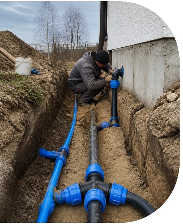 Монтаж наружного водопровода на участке под ключ в Котласе